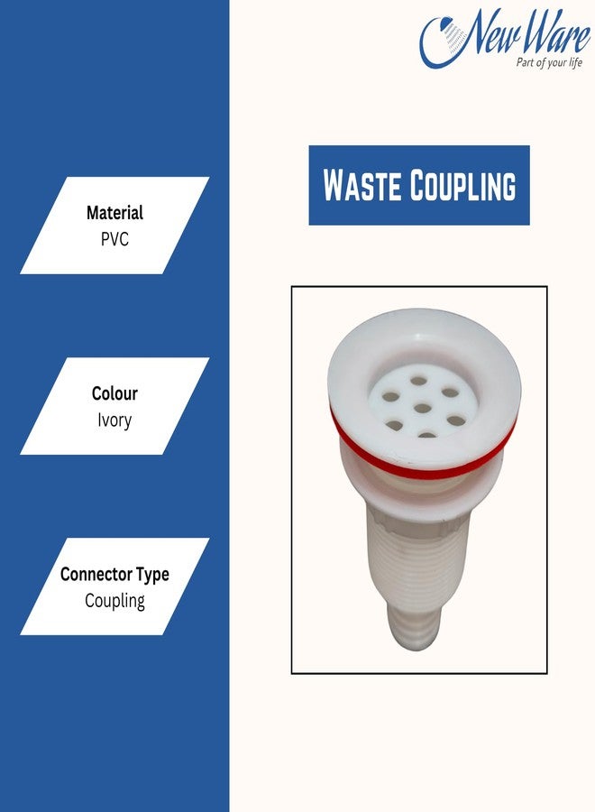 New Ware® PVC Waste Coupling for Kitchen Sink & Wash Basin | Downcomer Water Outlet with Inbuilt Pipe Connector | Plastic Pipe Joiner - Image 5